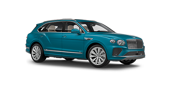 Bentley Fuzhou Bentley Bentayga EWB Azure front side angled view in Topaz blue coloured exterior. 